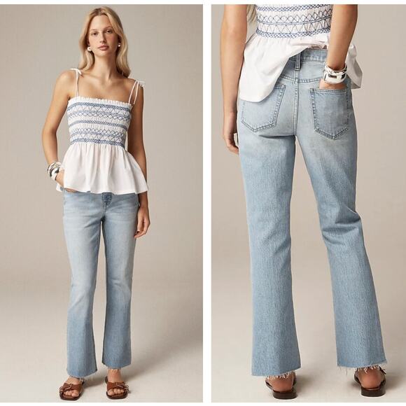 J. CREW 9" Demi-Boot Crop Jean Ashland Wash Raw Hem Sz 32 Tall {R35} - Picture 1 of 6